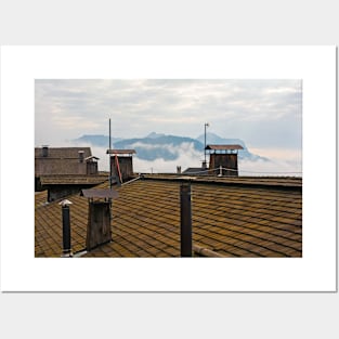 Rooftops in Sauris di Sopra, Italy Posters and Art